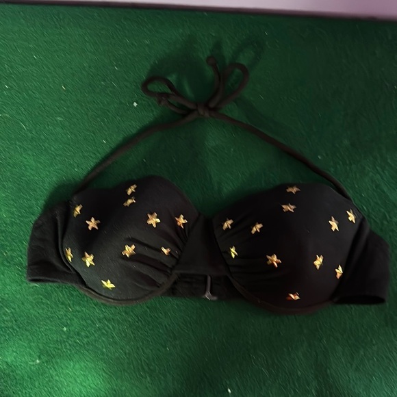 Women's Black Bikini Swimsuit Size M – Gold Star Print Two Piece Swimwear - Picture 1 of 5